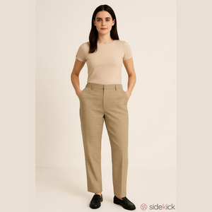 H&M high waisted Plaid Tan Trousers size 8